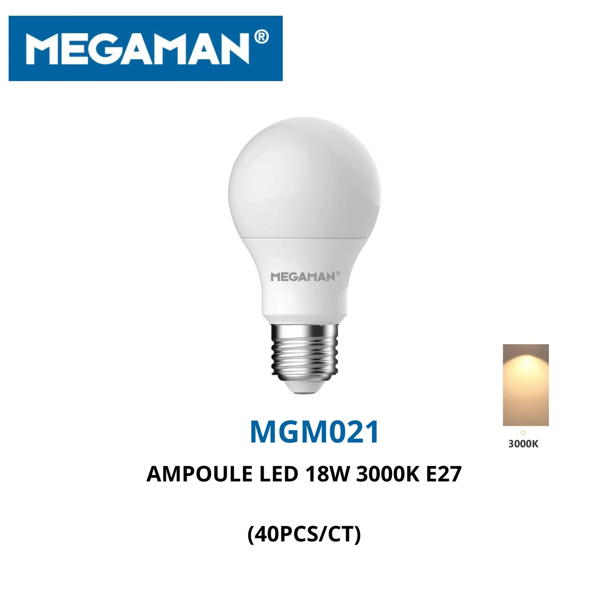 [MGM021] Ampoule led 18w 3000k E27 megaman ( 40pcs/ct)