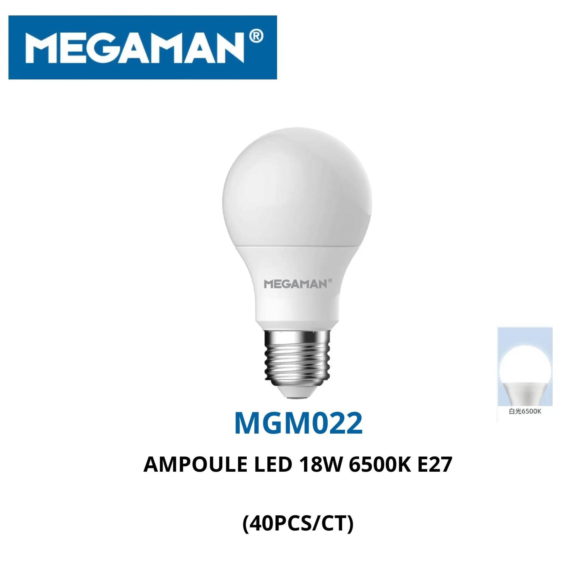 [MGM022] Ampoule led 18w 6500k E27 megaman ( 40pcs/ct)
