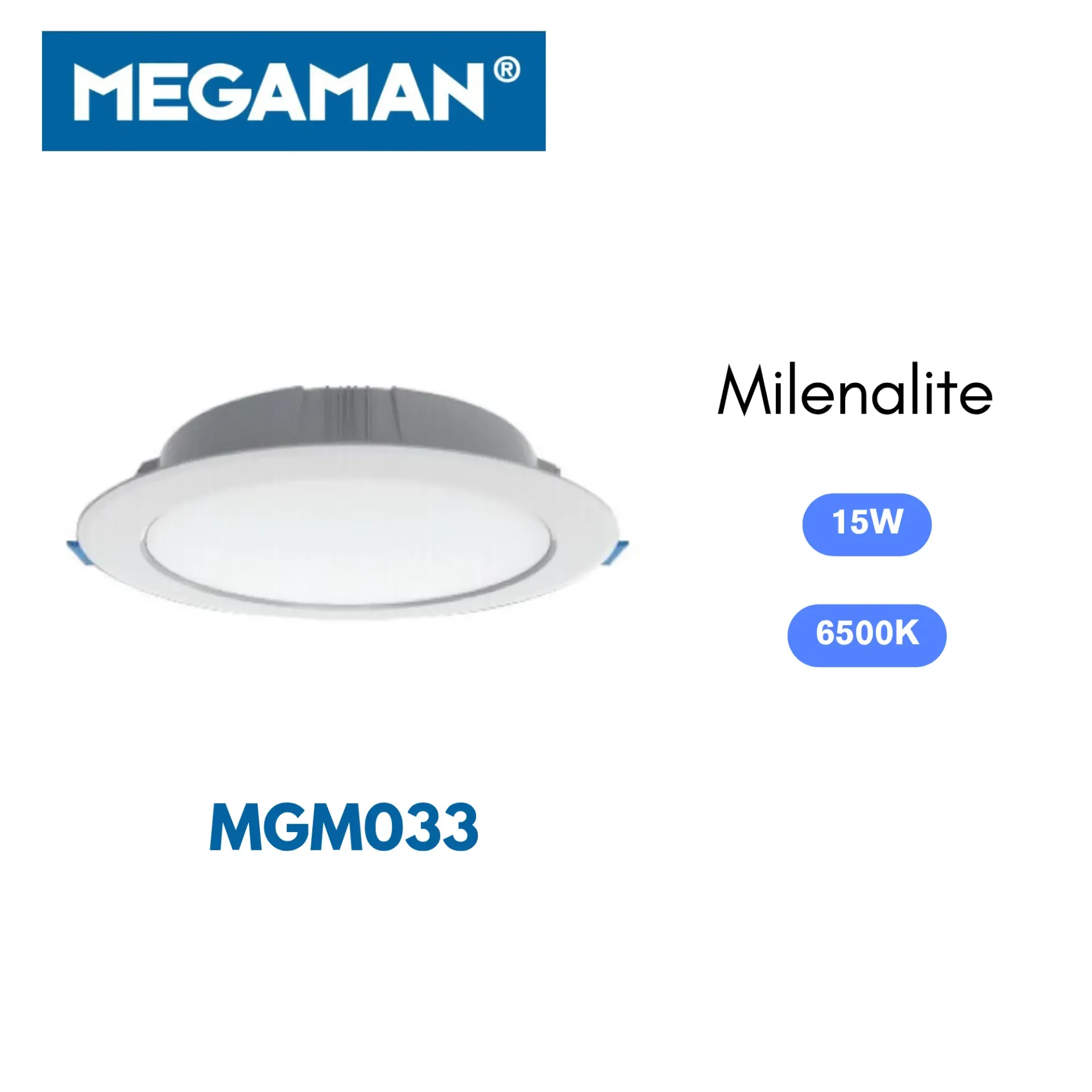 [MGM033] Spot led encastre rond 15w 6500k Milenalite Megaman (60pcs/ct)