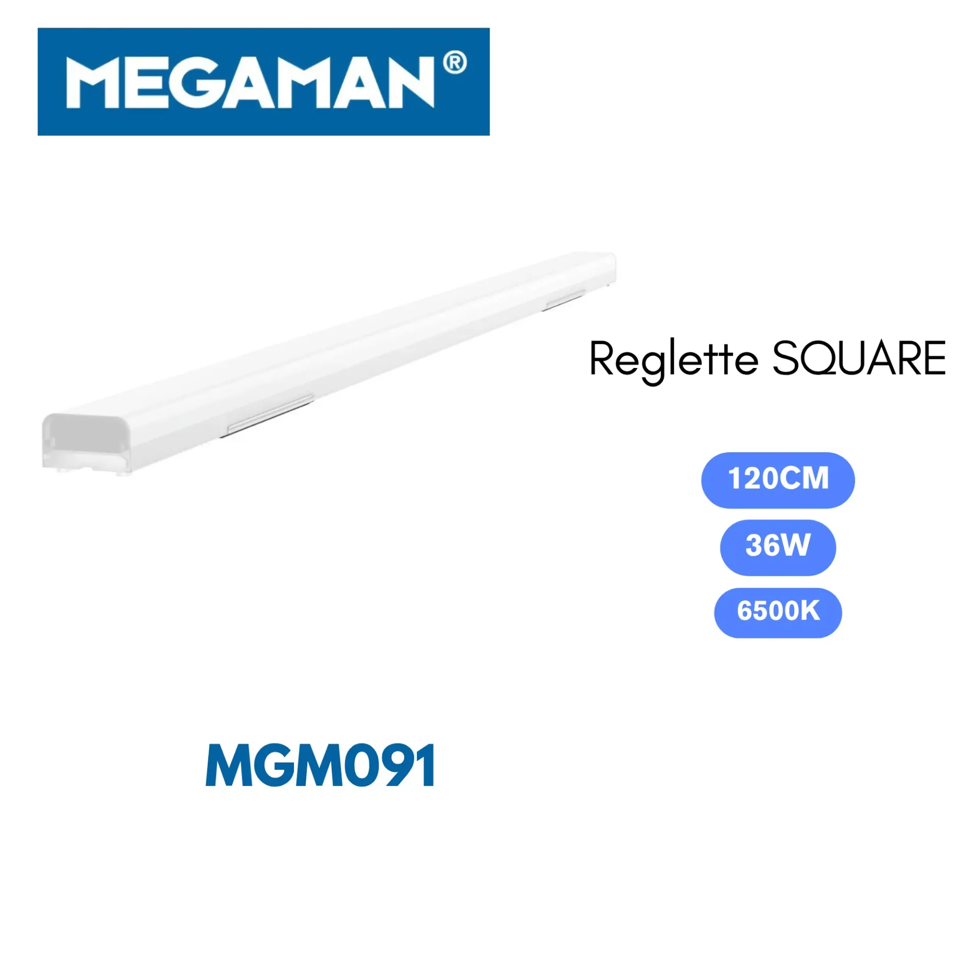[MGM091] Reglette Led 120cm 36w square Megaman (20pcs/ct)