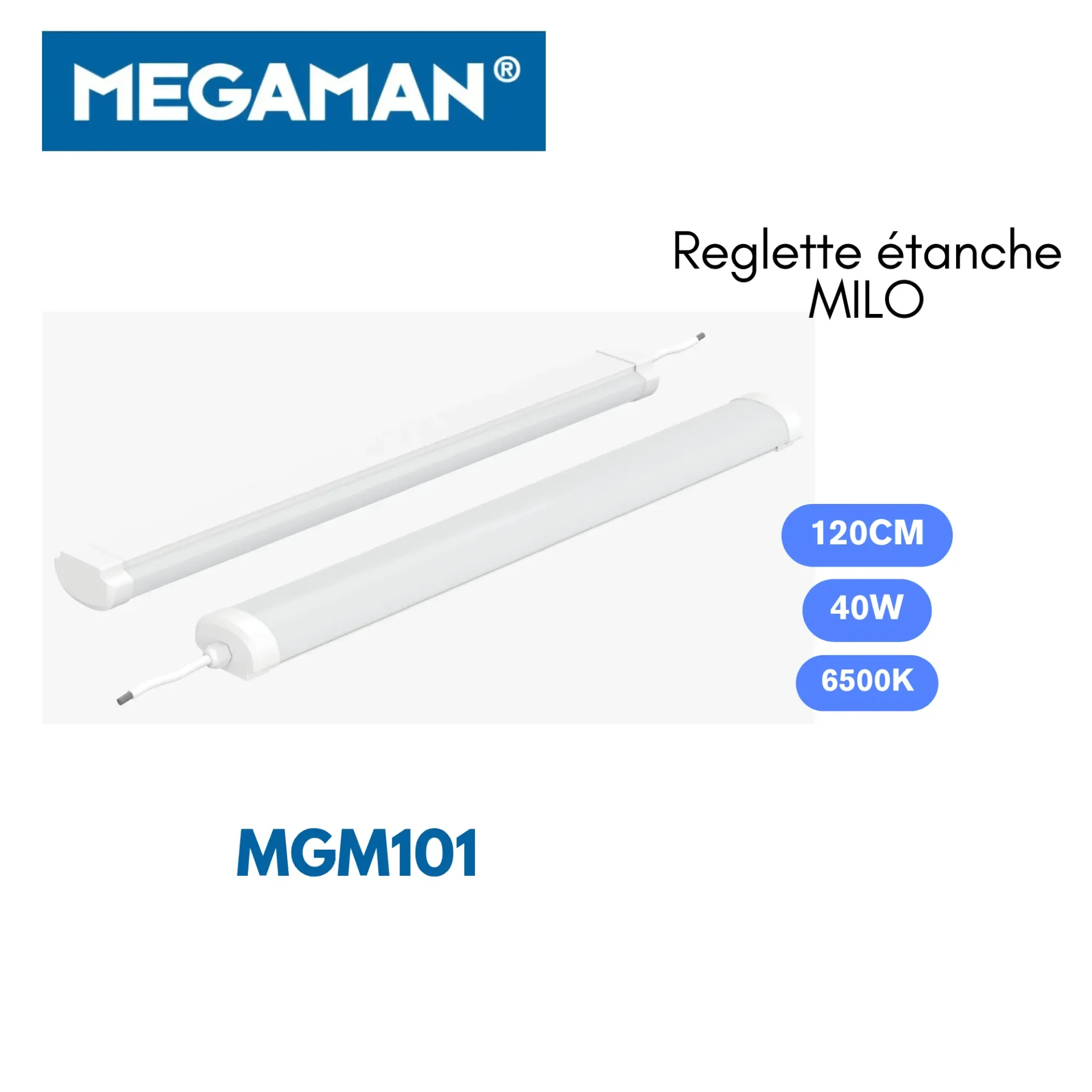 [MGM101] Reglette etanche led 120cm 40w Milo Megaman (20pcs/ct)