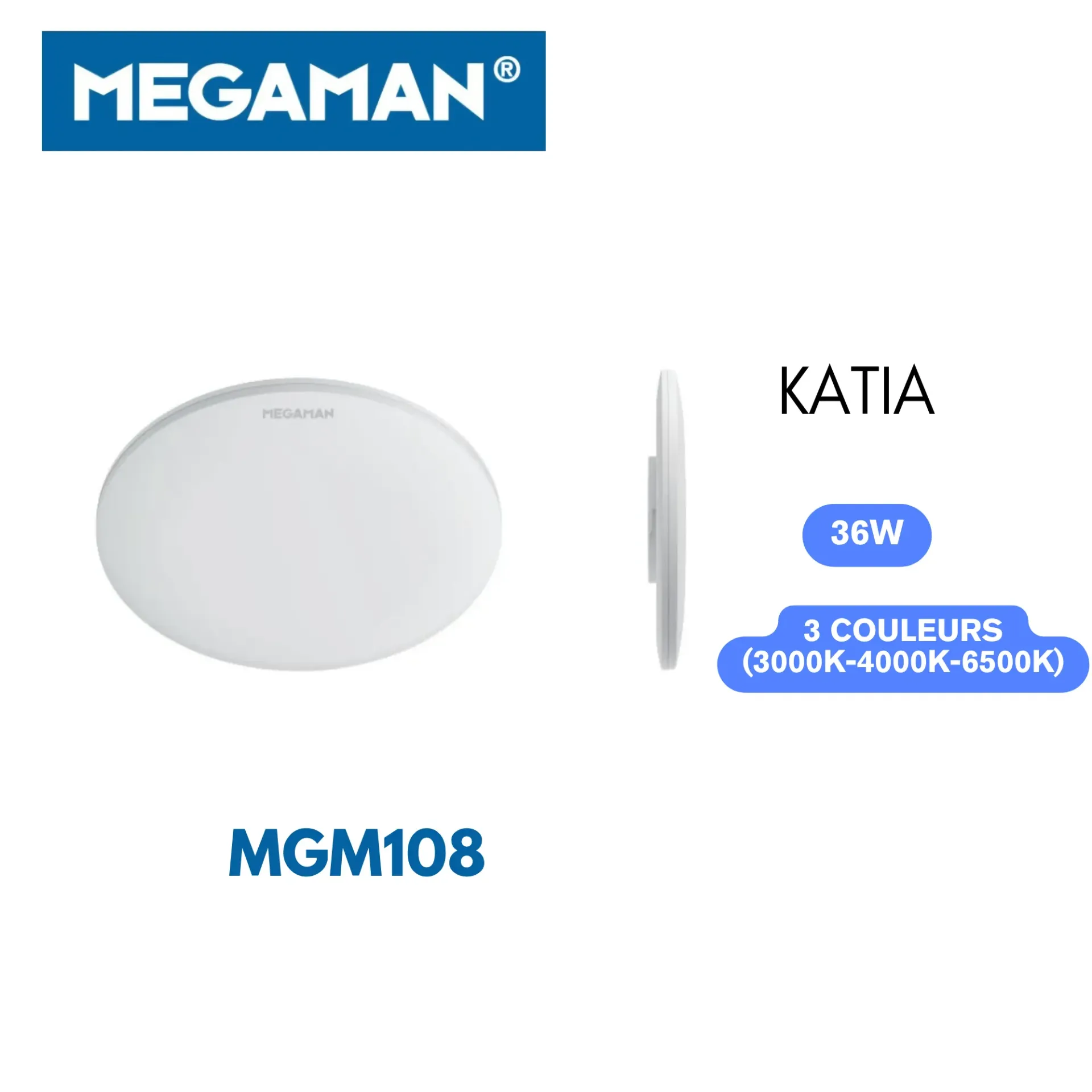 [MGM108] Globe apparent led 36w 3 couleurs Katia Megaman (10pcs/ct)