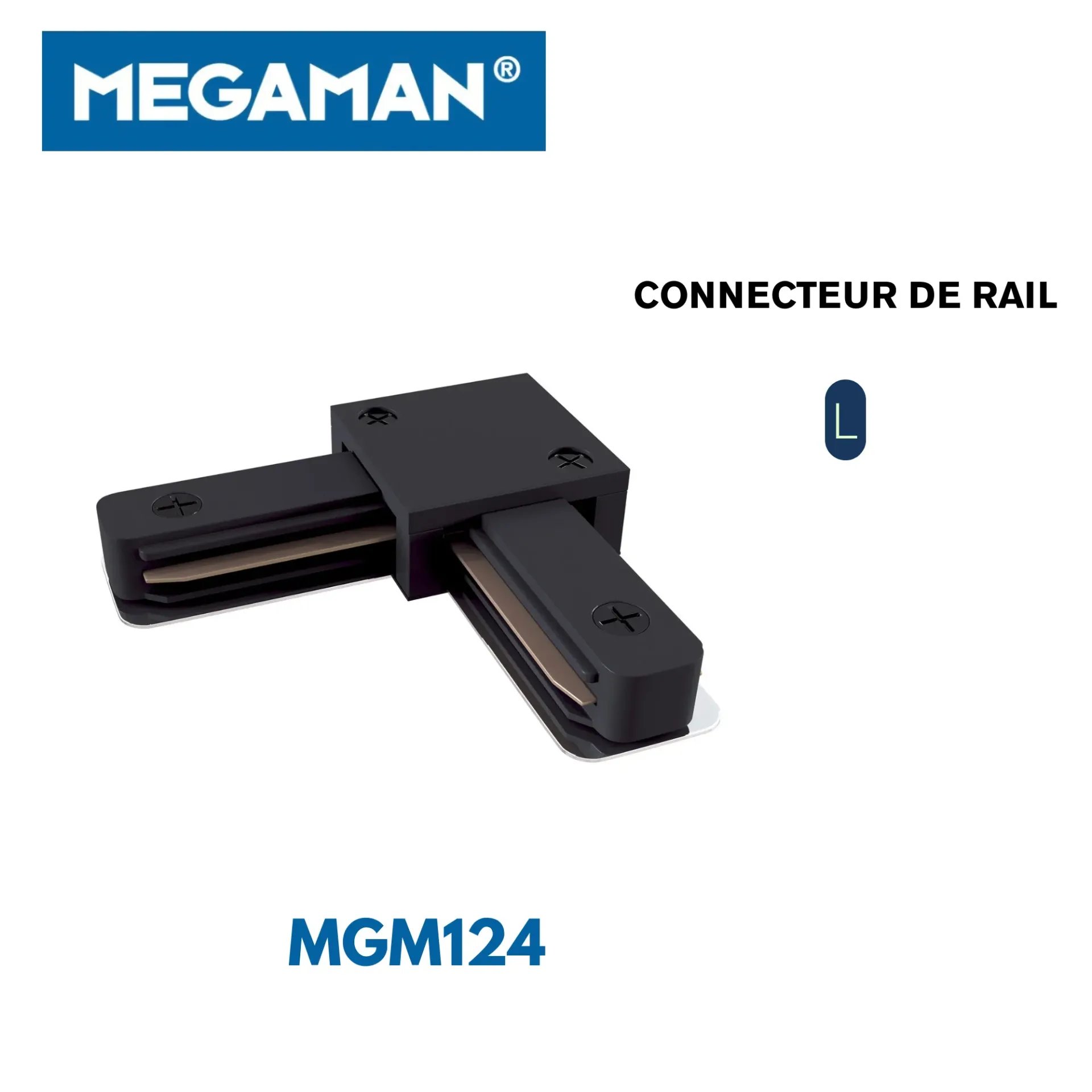 [MGM124] Connecteur de rail en L Doris noir Megaman