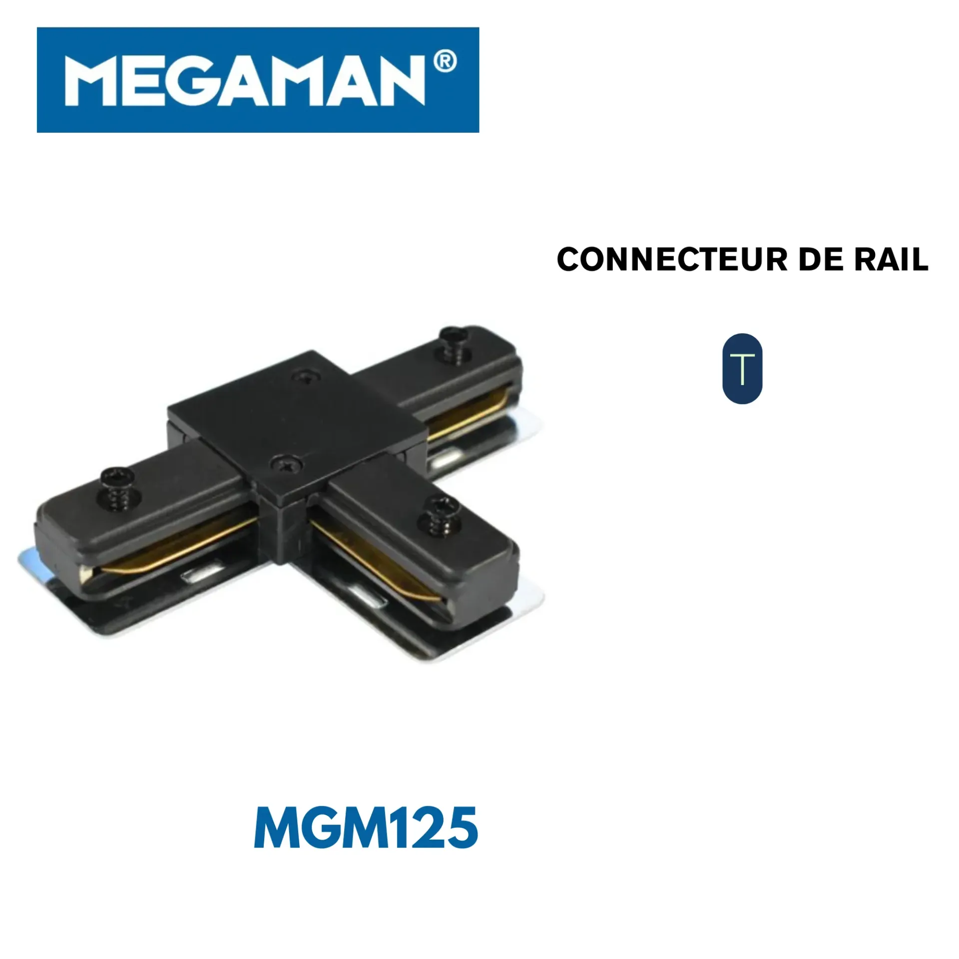 [MGM125] Connecteur de rail en T Doris noir Megaman