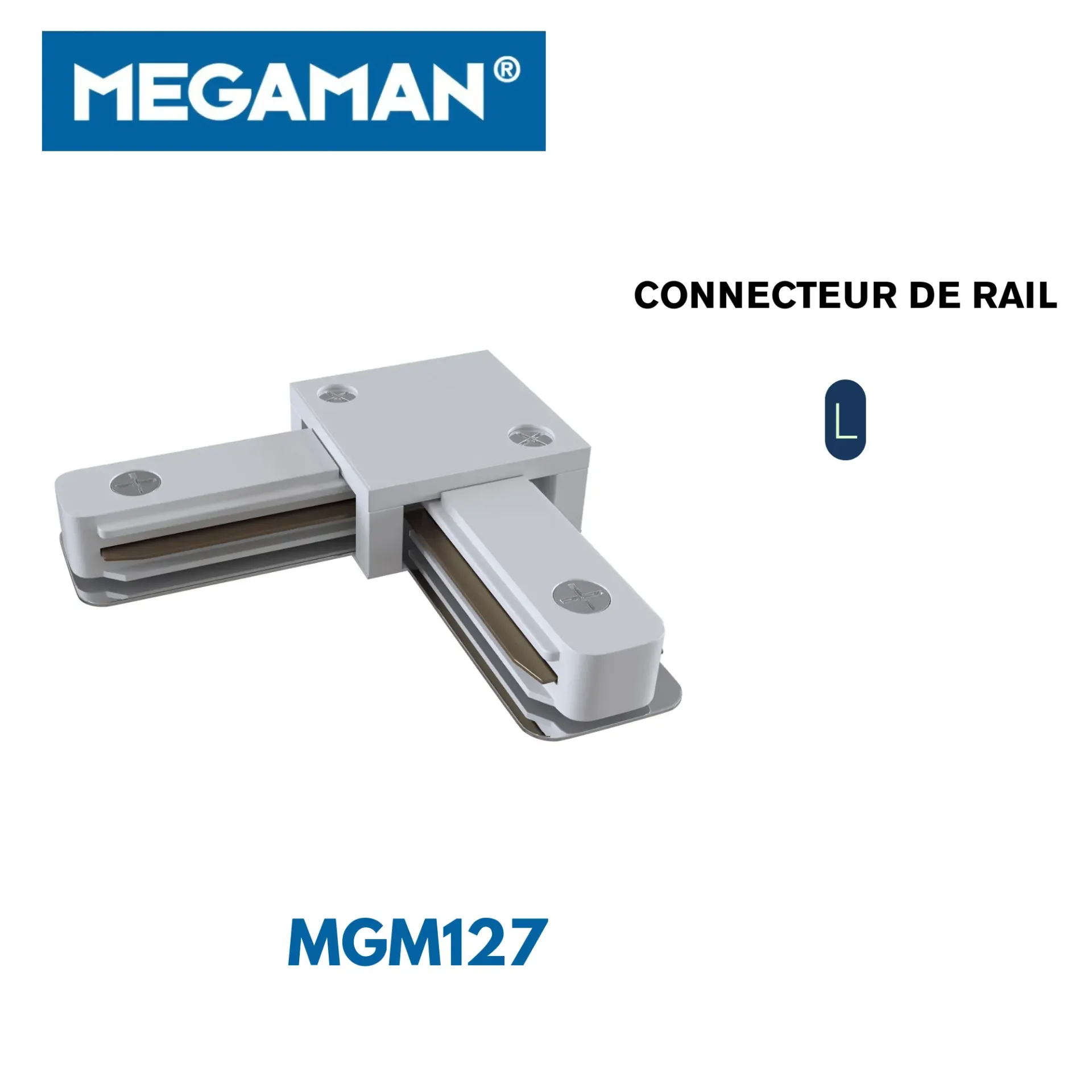 [MGM127] Connecteur de rail en L Doris blanc Megaman