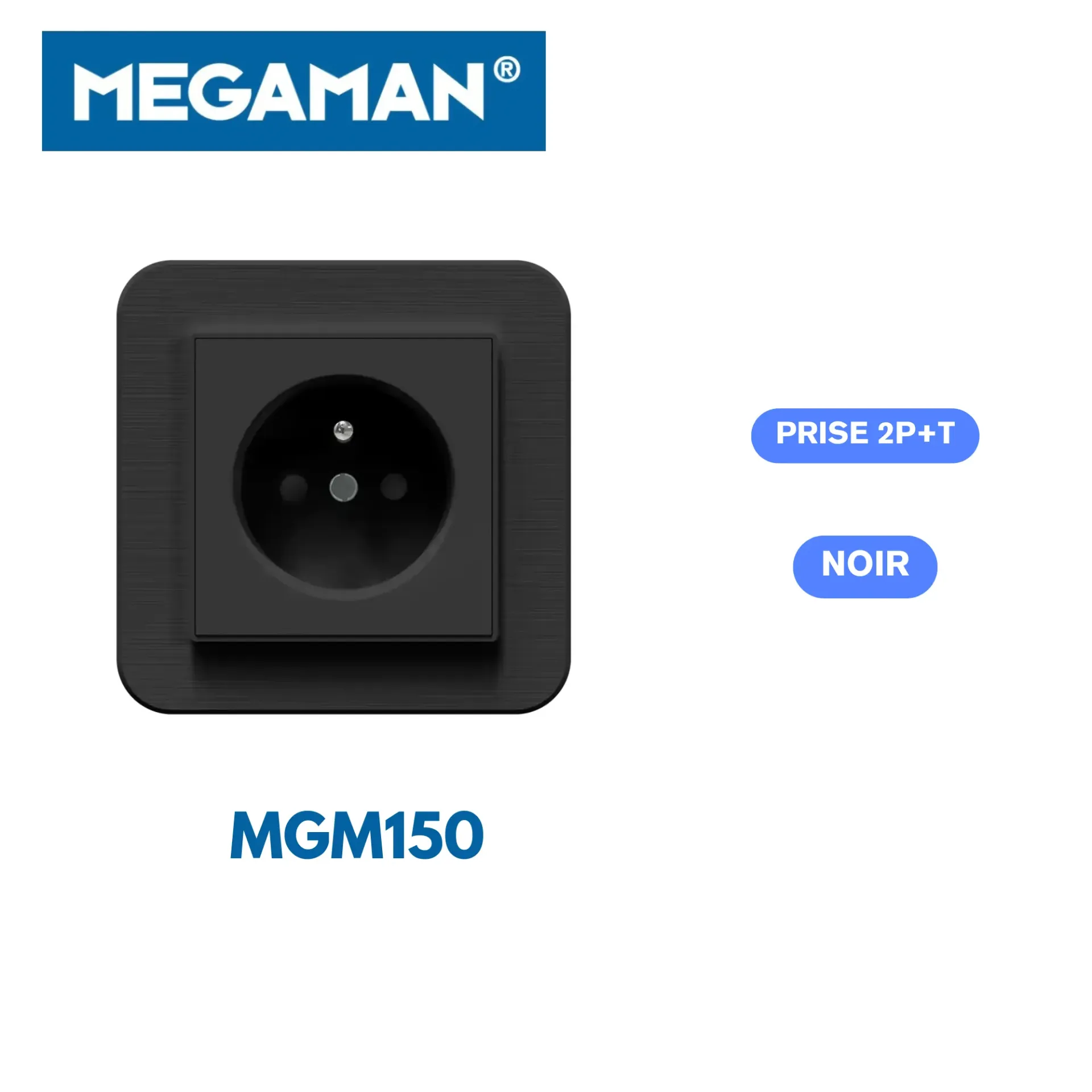 [MGM150] Prise 2P+T noir Megaman (120pcs/ct)