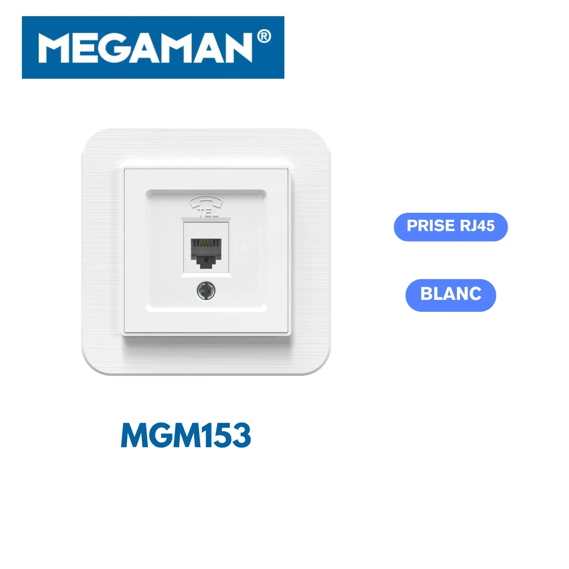 [MGM153] Prise tel RJ45 blanc Megaman (120pcs/ct)