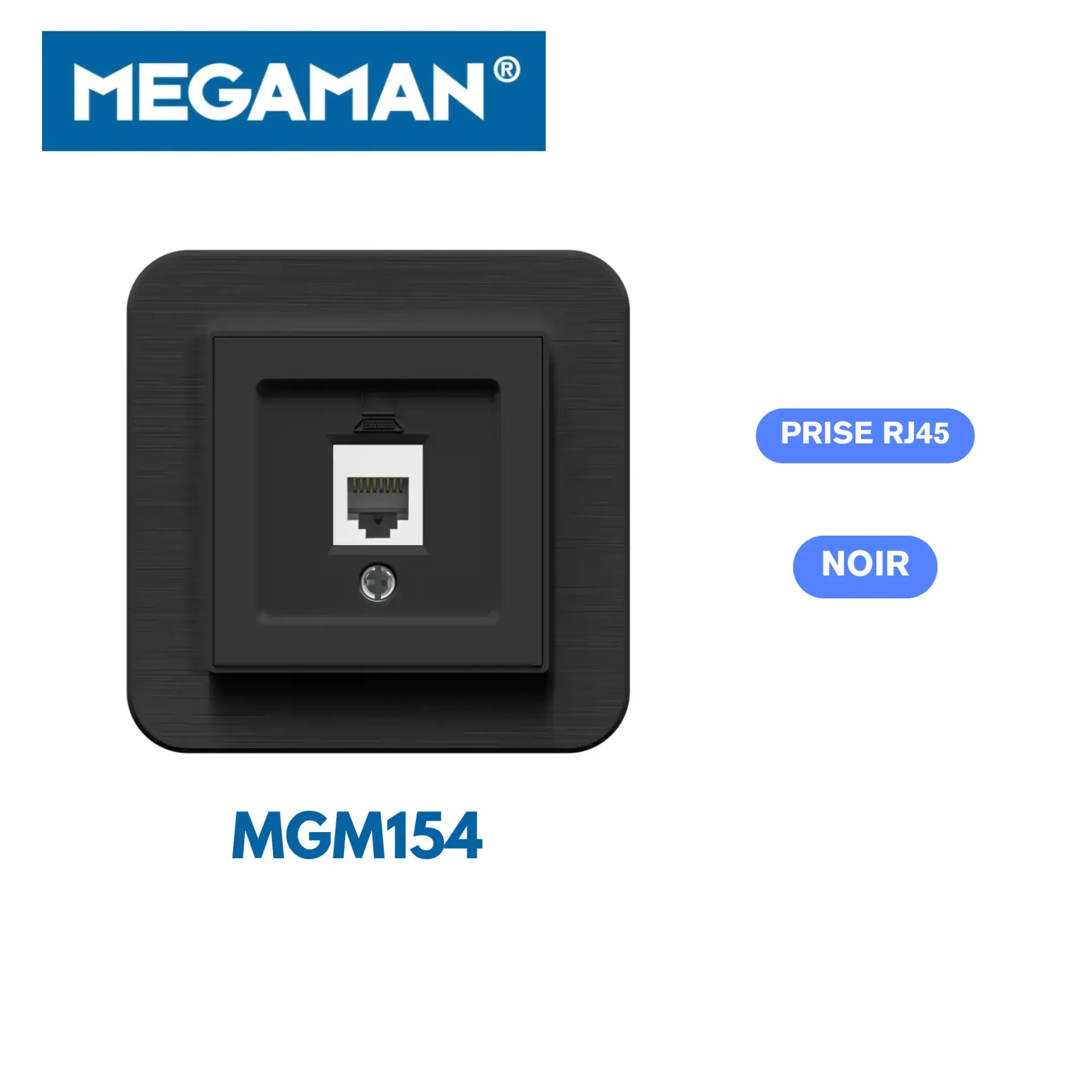 [MGM154] Prise tel RJ45 noir Megaman (120pcs/ct)