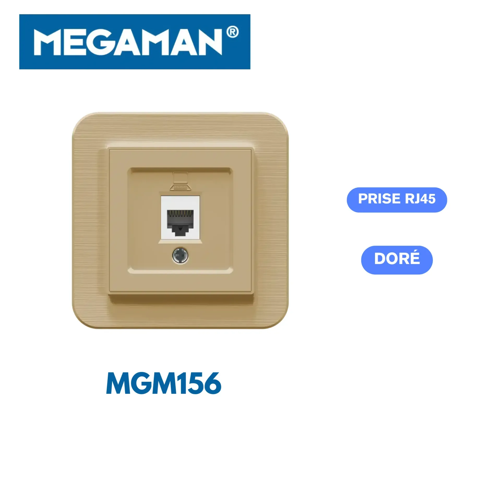 [MGM156] Prise tel RJ45 gold Megaman (120pcs/ct)