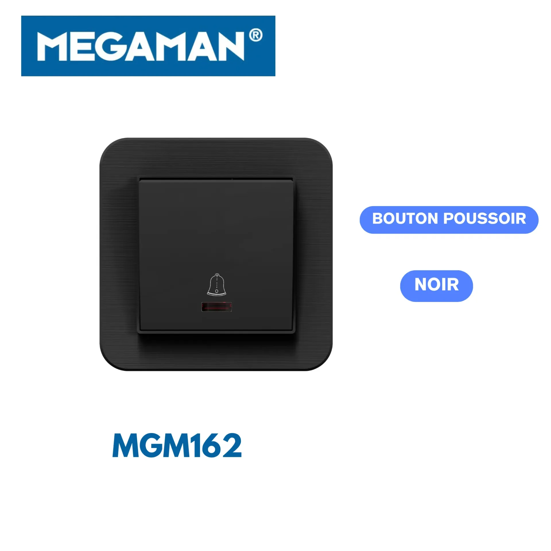 [MGM162] Bouton poussoir noir Megaman (120pcs/ct)
