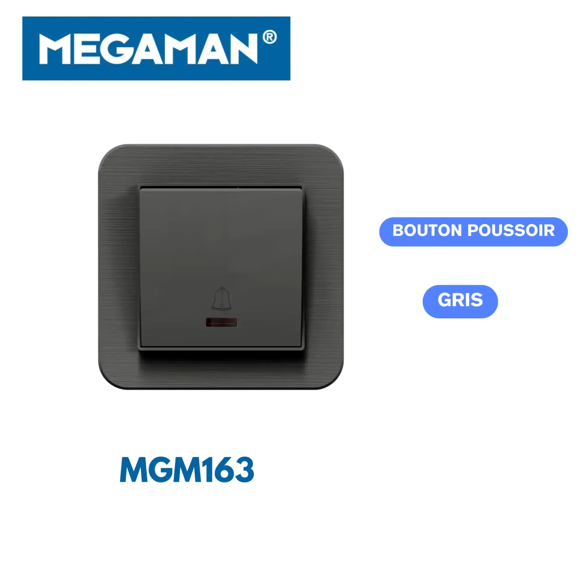 [MGM163] Bouton poussoir gris Megaman (120pcs/ct)
