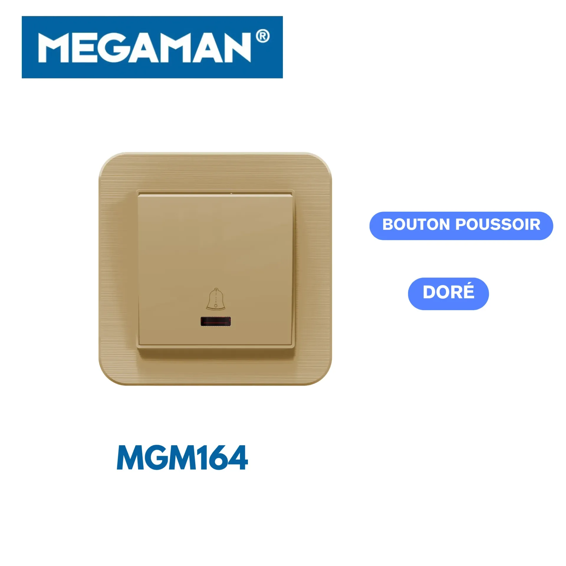 [MGM164] Bouton poussoir gold Megaman (120pcs/ct)