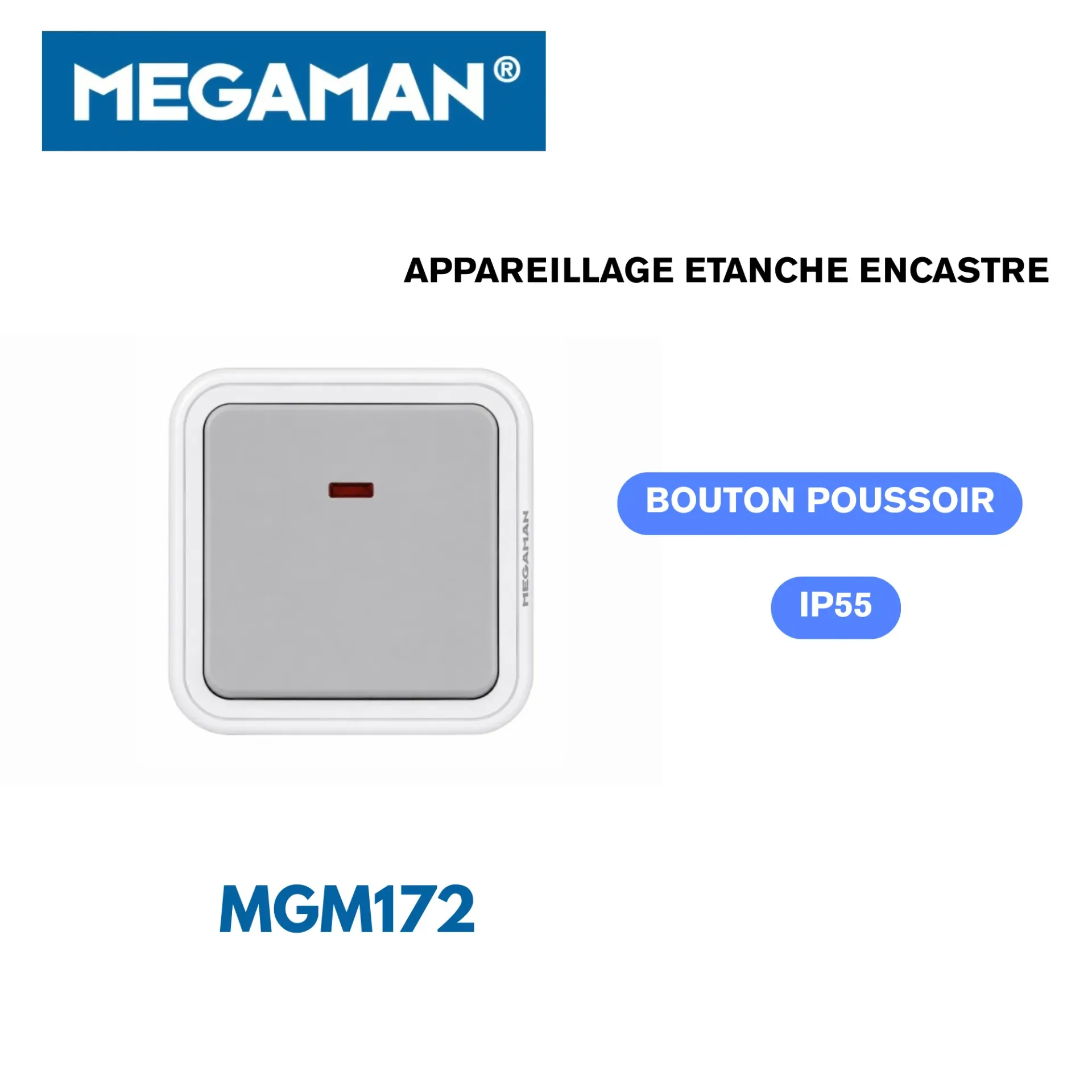 [MGM172] Bouton Poussoir etanche encastre Megaman (96pcs/ct)