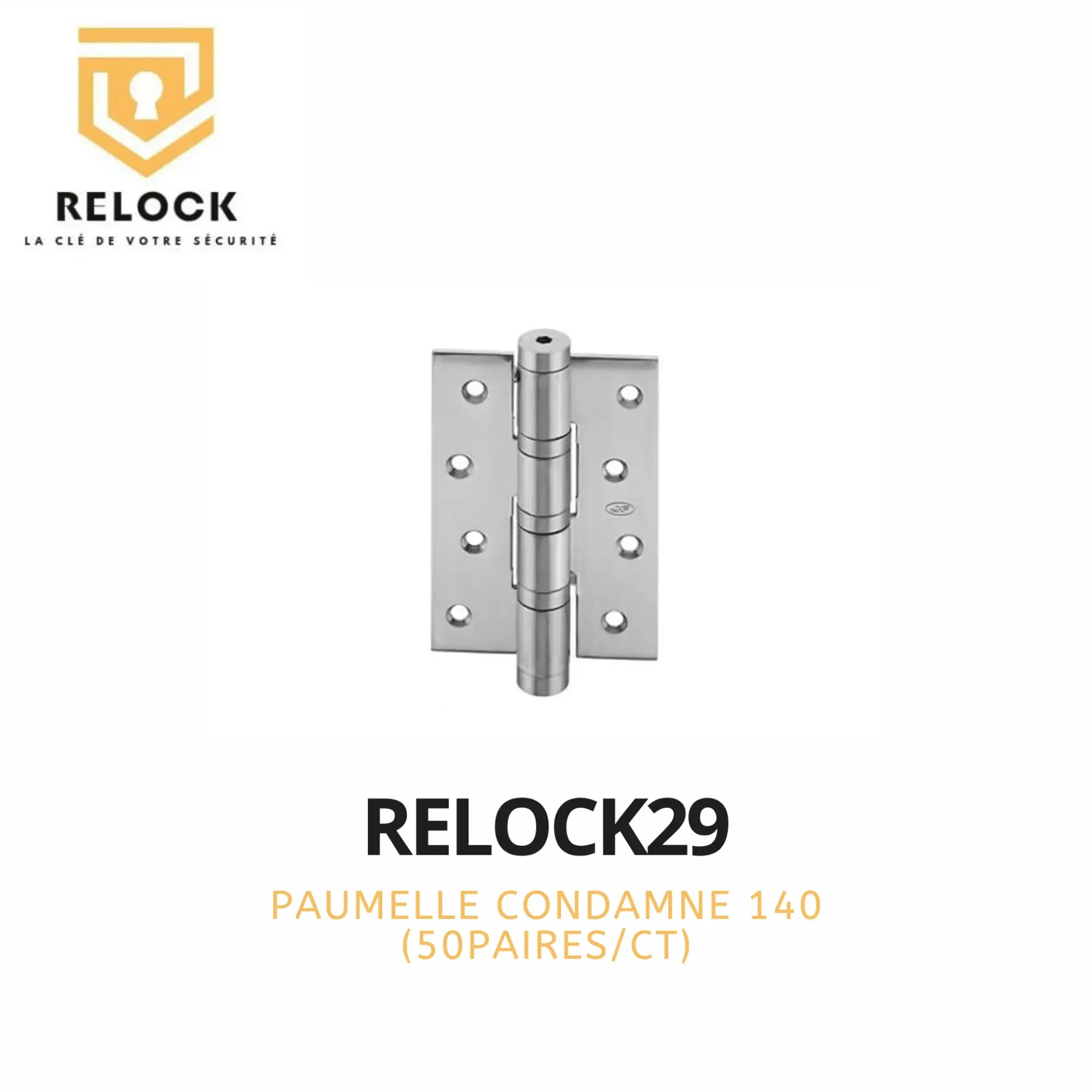 [RELOCK29] PAIRE DE PAUMELLE CONDAMNE EN INOX 3MM RELOCK (50PAIRES/CT)