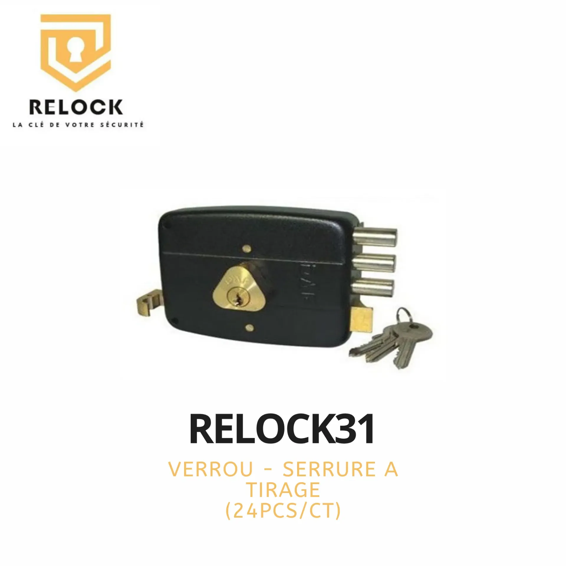 [RELOCK31] SERRURE A TIRAGE NOIR 3 POINTS RELOCK (24PCS/CT)
