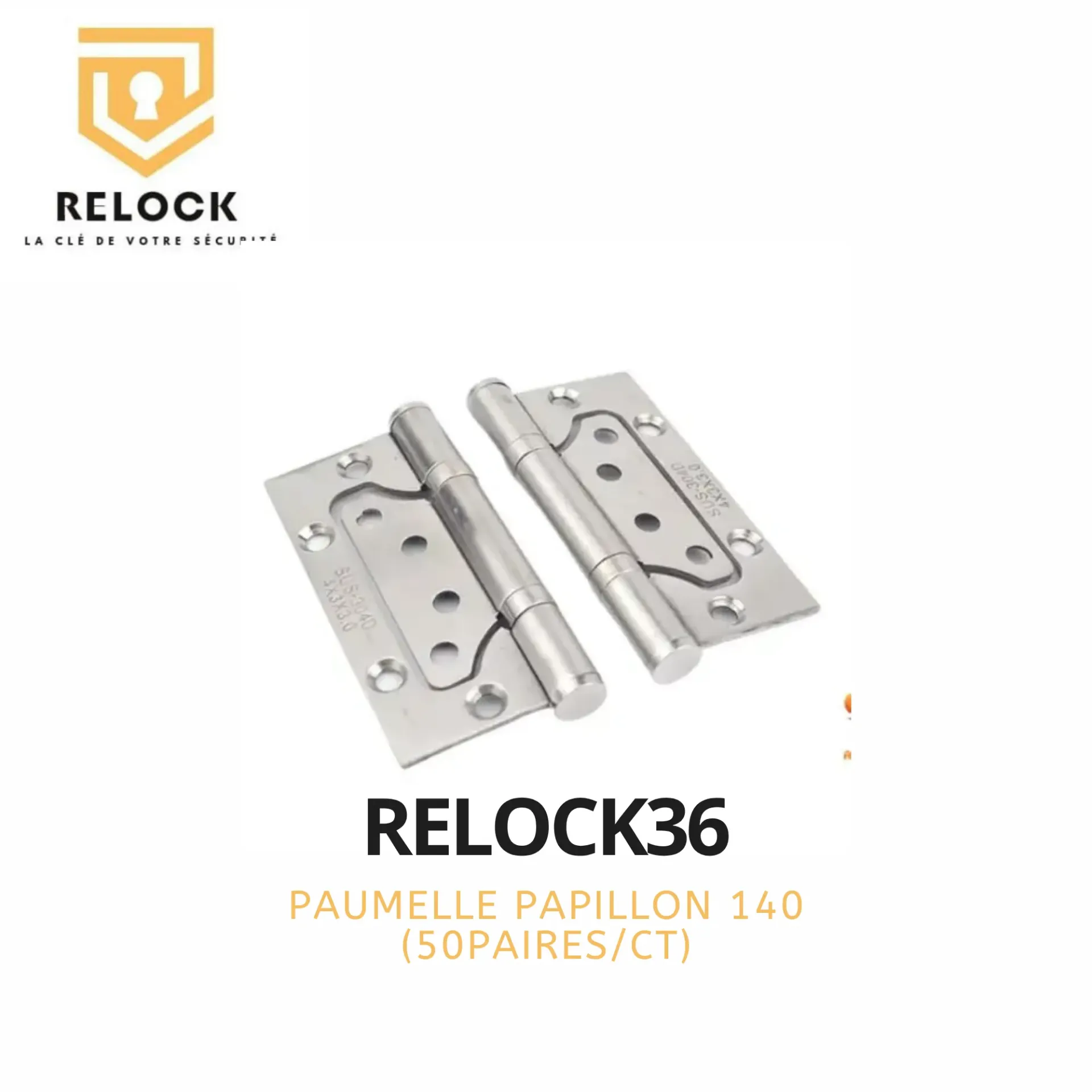 [RELOCK36] PAIRE DE PAUMELLE CONDAMNE PAPILLON EN INOX RELOCK (80PAIRES/CT)