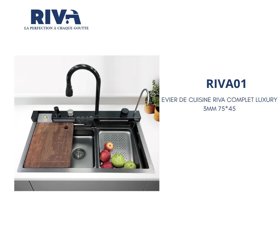 [RIVA01] EVIER DE CUISINE RIVA COMPLET LUXURY 3MM 75*45