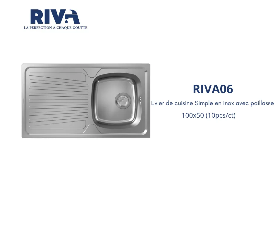 [RIVA06] EVIER DE CUISINE RIVA SIMPLE INOX AVEC PAILLASSE 100*50 (10PCS/CT)