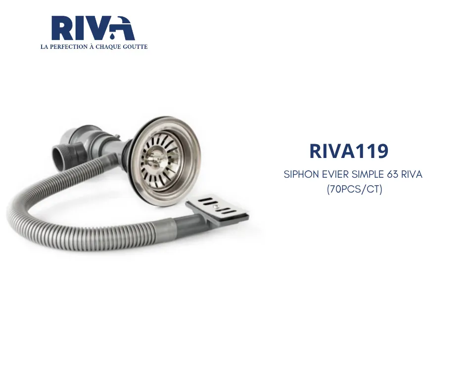 [RIVA119] Siphon evier simple gros trou Riva (70pcs/ct)