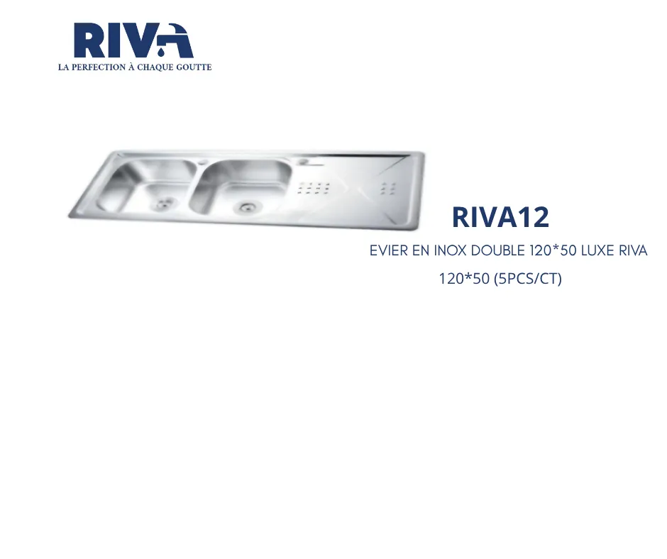 [RIVA12] EVIER EN INOX DOUBLE 120*50 LUXE RIVA (5PCS/CT)