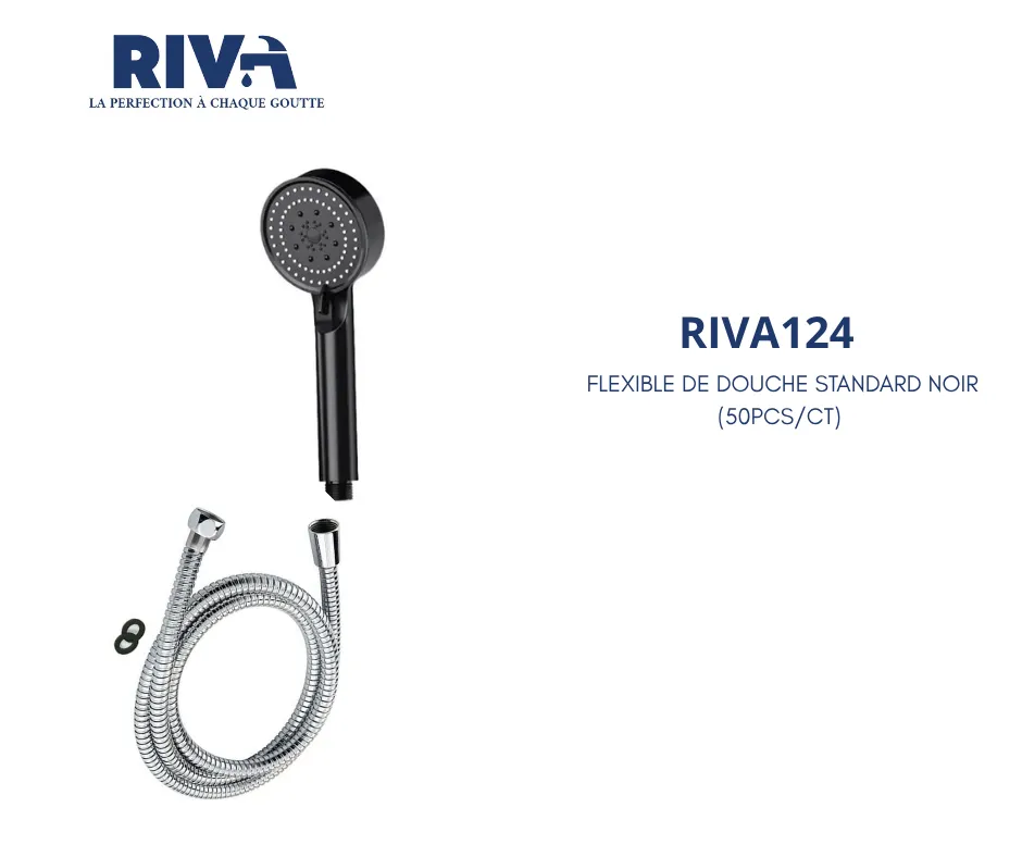 [RIVA124] Flexible de douche standard noir RIVA (50PCS/CT)