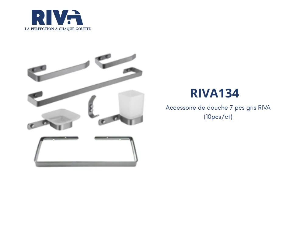 [RIVA134] Accessoire de douche 7pcs gris RIVA (10pcs/ct)
