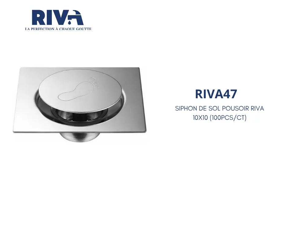 [RIVA47] SIPHON DE SOL EN INOX POUSSOIR 10*10 RIVA (100PCS/CT)