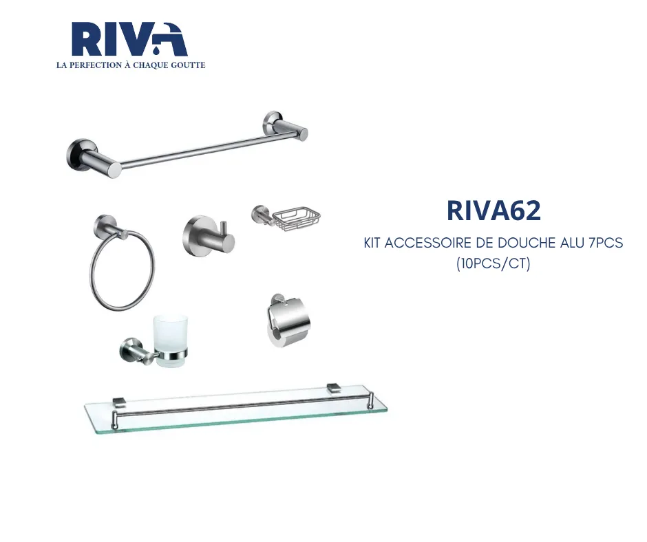 [RIVA62] KIT ACCESSOIRE DE DOUCHE ALU 7PCS RIVA 62 (10PCS/CT)