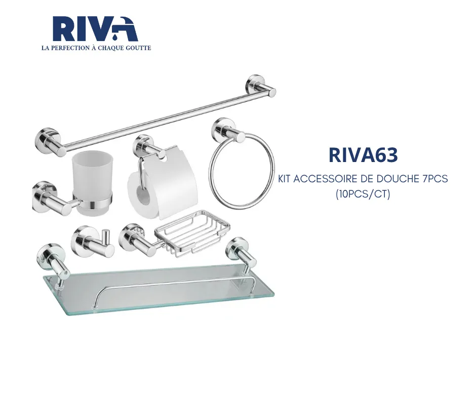 [RIVA63] Kit accessoire de douche en zinc chrome 7PCS RIVA 63 (10PCS/CT)
