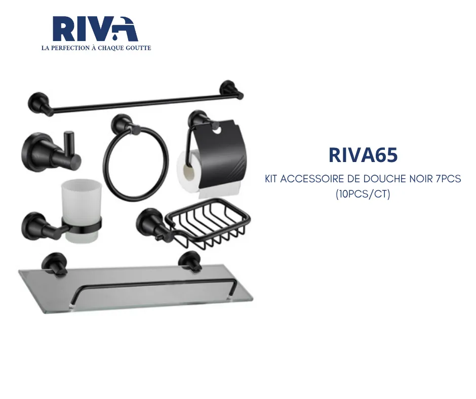 [RIVA65] Kit accessoire de douche en alu noir 7PCS RIVA 65 (10PCS/CT)