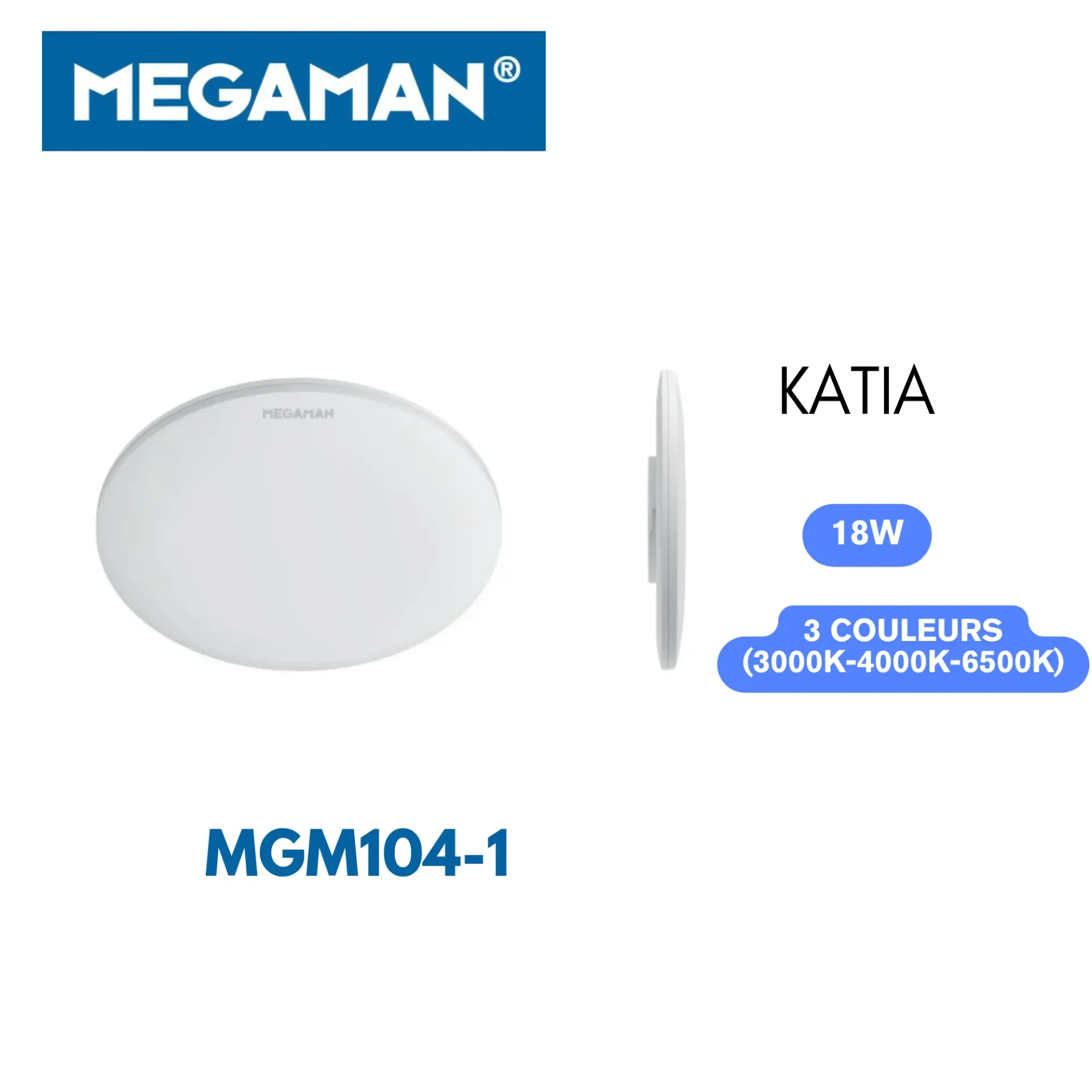 [MGM104-1] Globe apparent led 18W 3 couleurs Katia Megaman (20pcs/ct)