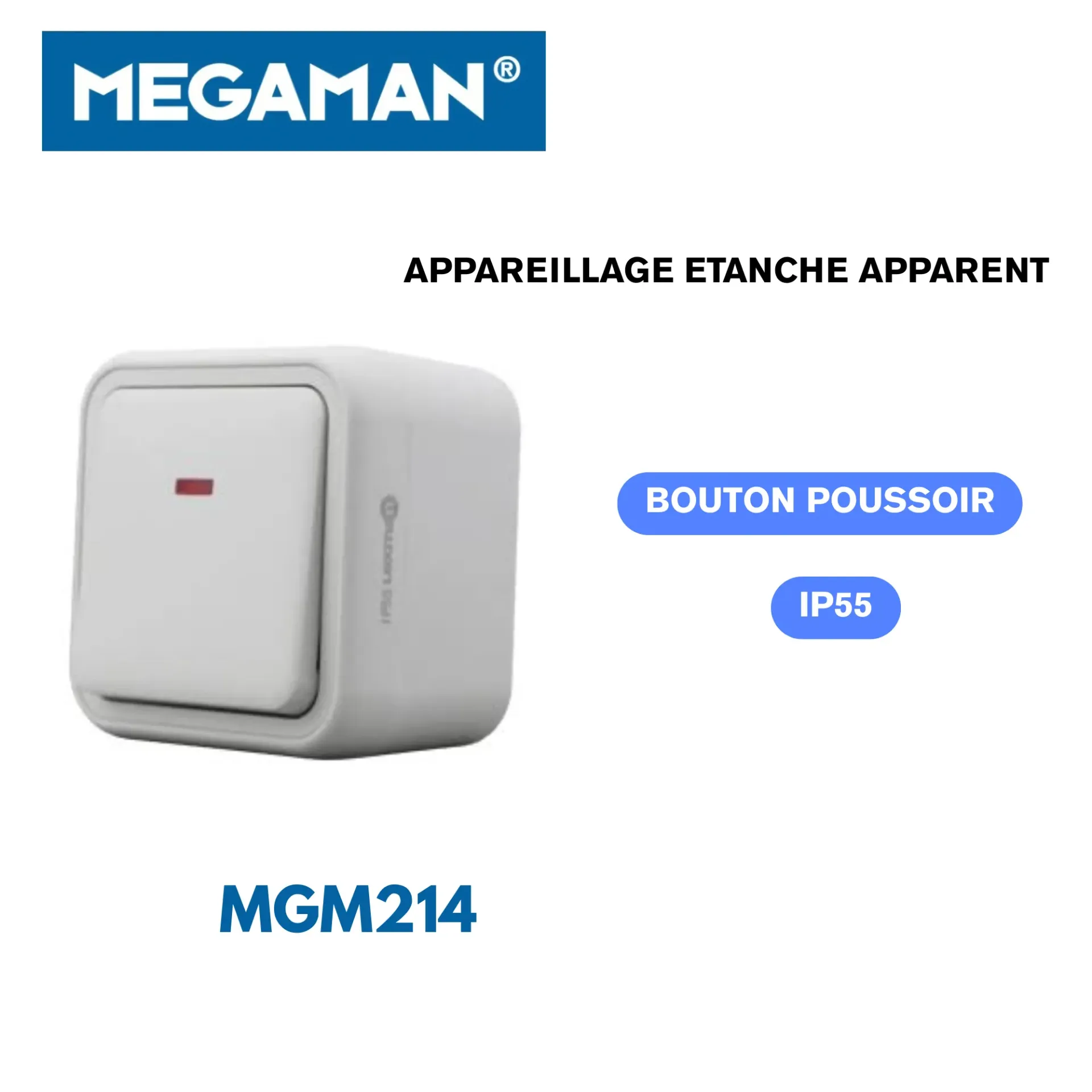 [MGM214] Bouton poussoir Étanche apparent Megaman (72pcs/ct)