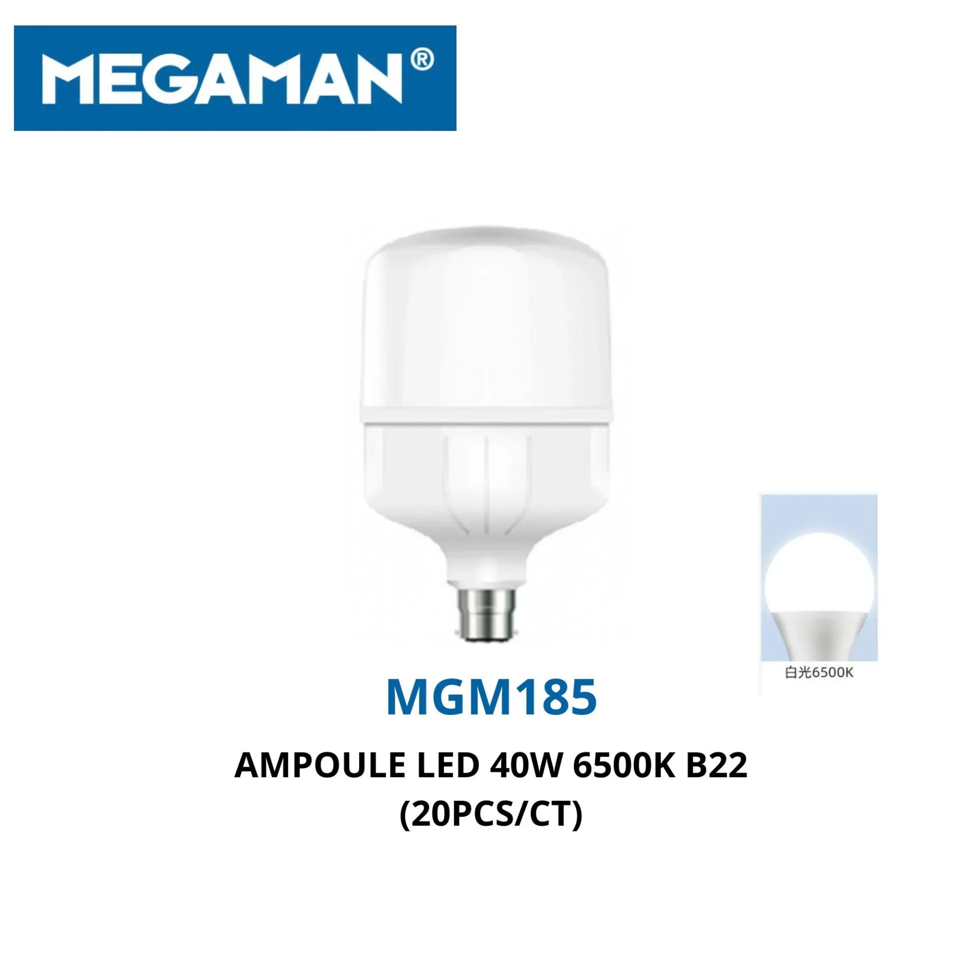 [MGM185] Ampoule led 40W 6500K B22 Megaman (20pcs/ct)